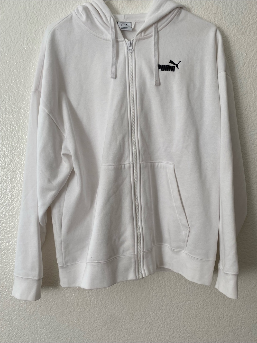 Puma Men’s White Full-Zip Hoodie with Black Logo